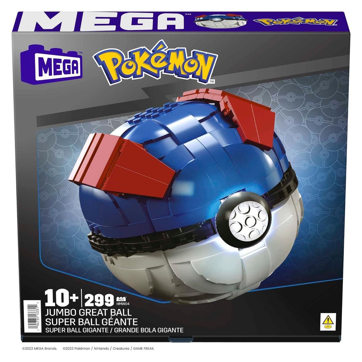 Mattel HMW04 - Mega - Pok&eacute;mon - Superball mit Lichtern, 300 Teile 