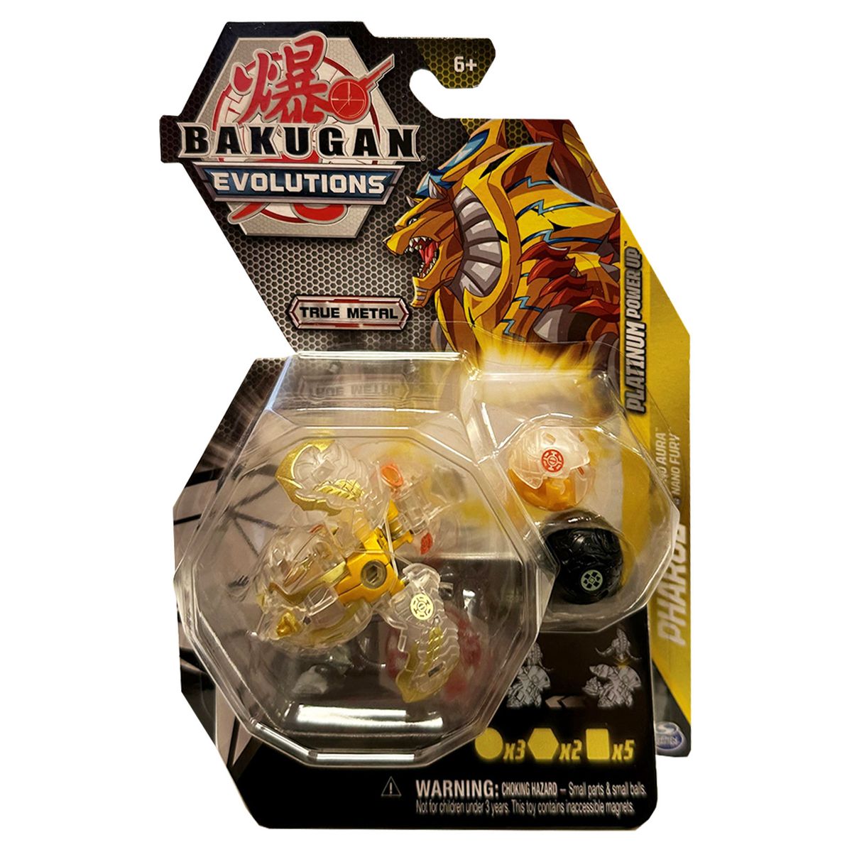 Spin Master 6063394 (20138093) - Bakugan Evolutions - Platinum Power Up - Pharol, Nano Aura, Nano Fury - True Metal 