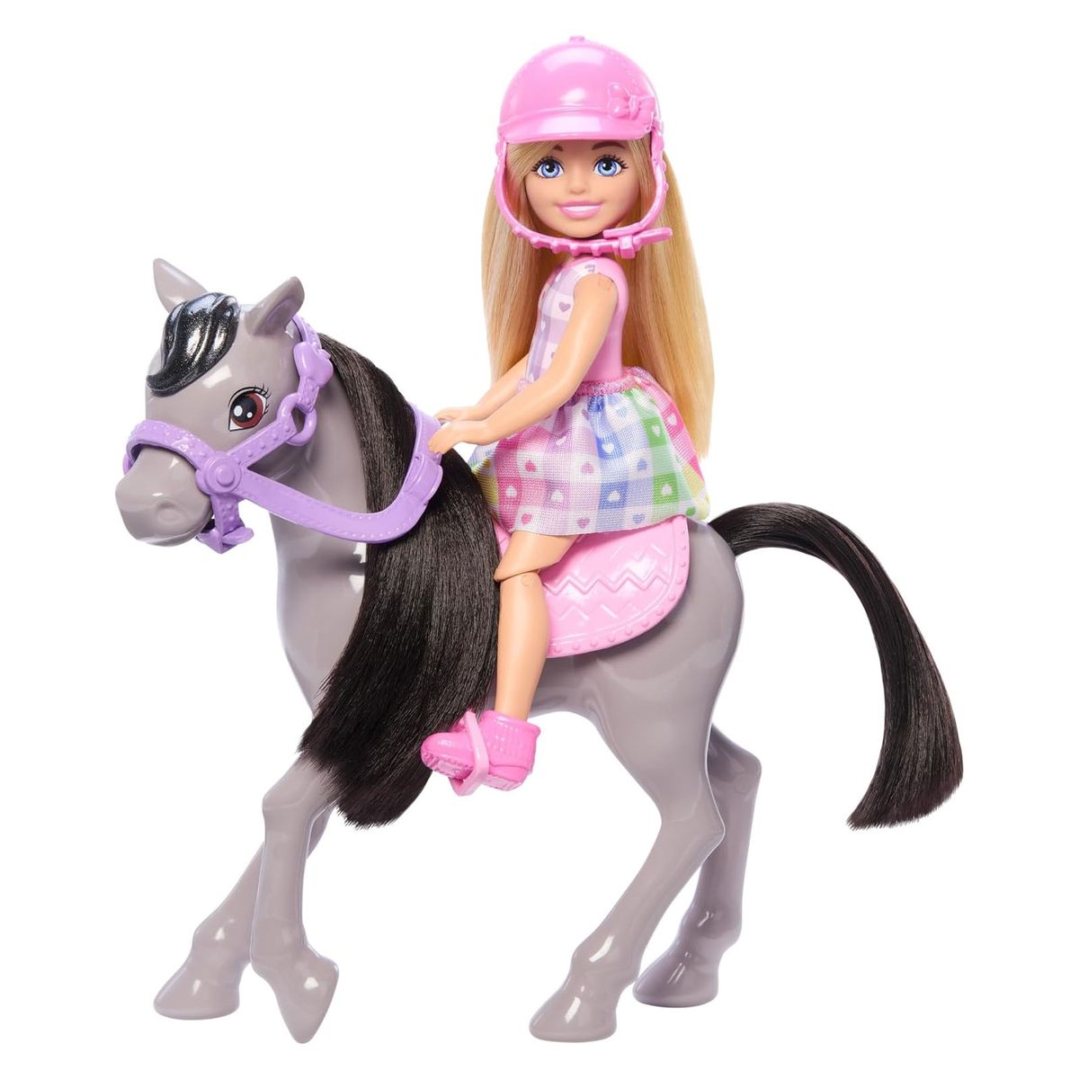 Mattel HTK29 - Barbie - Chelsea - Puppe mit Pony &ndash; Reitspielset mit Helm, Sattel & beweglichen Beinen 