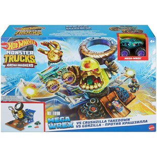Mattel HPR47 - Hot Wheels - Monster Trucks - Arena Smashers - Mega-Wrex - Interaktives Spielset mit einem Fahrzeug, Crushzilla Takedown 