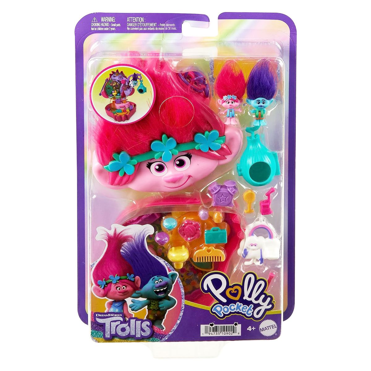 Mattel HKV39 - Polly Pocket - Trolls Polly Pocket Schatulle 