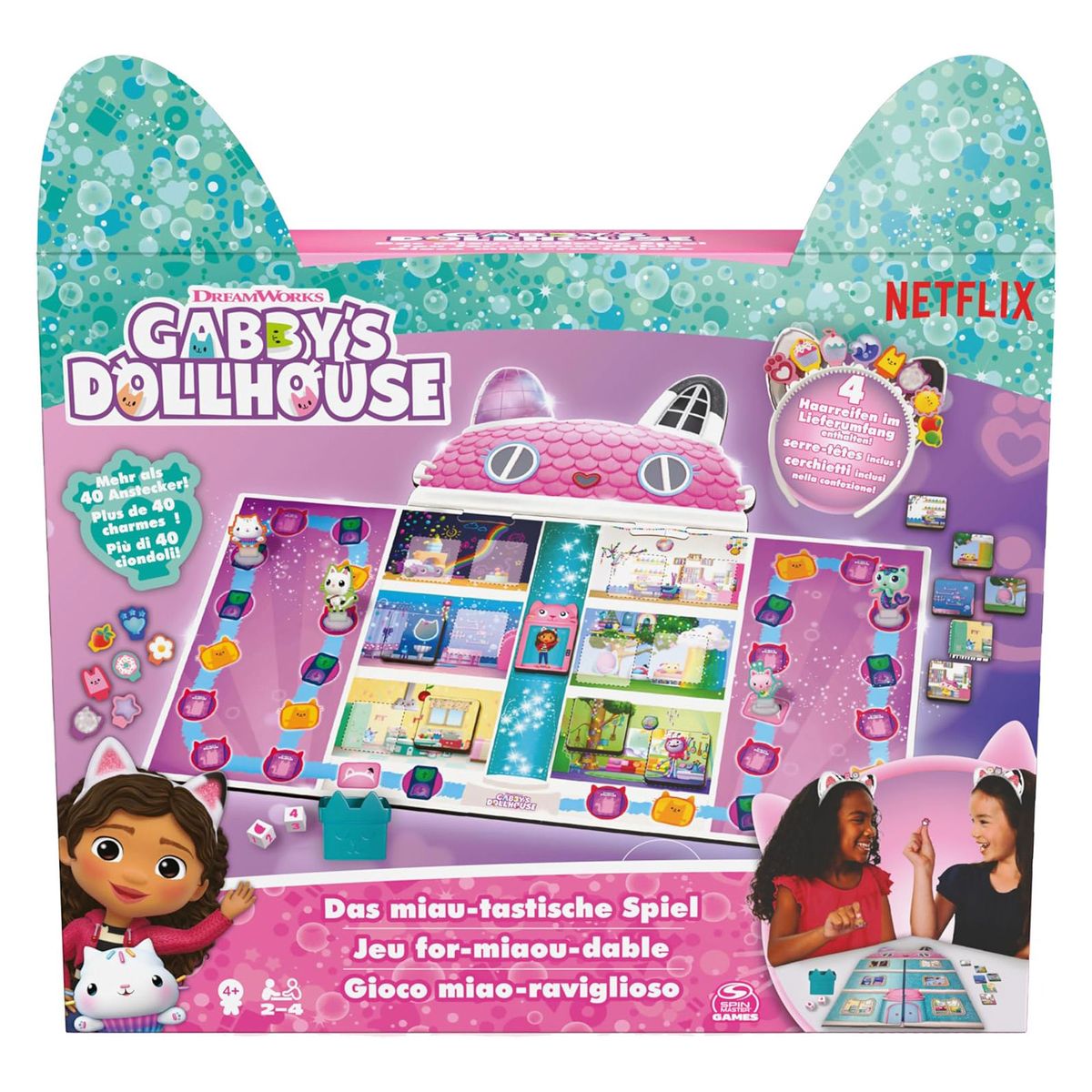 Spin Master 6068673 (20144904) - DreamWorks - Gabby&acute;s Dollhouse - Kinderspiel, Gesellschaftsspiel, Das miau-tastische Spiel 