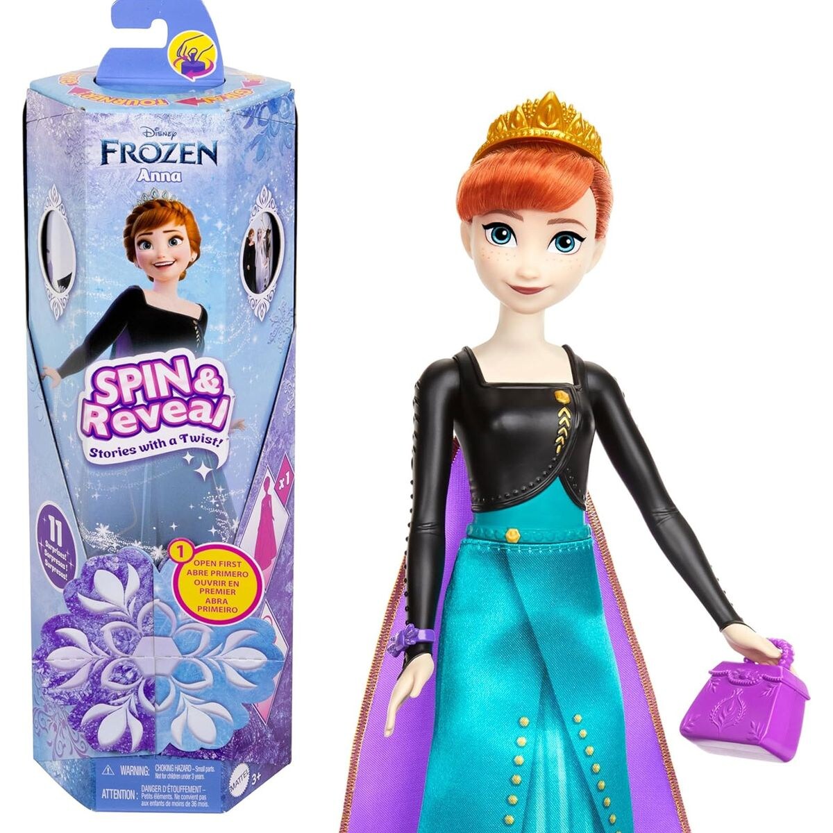 HXD27 - Disney Frozen - Spin & Reveal - Die Eiskönigin: Anna Puppe mit zusätzlichen Überraschungen
