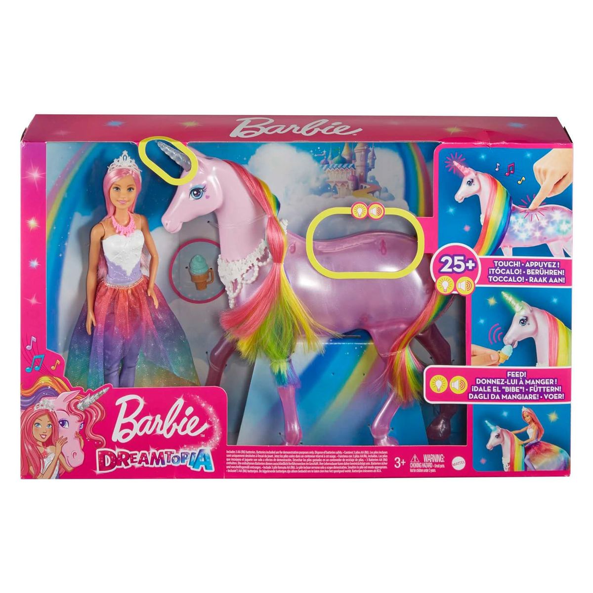 Mattel GWM78 - Barbie - Dreamtopia - Magische Zauberlicht-Einhorn mit Puppe 