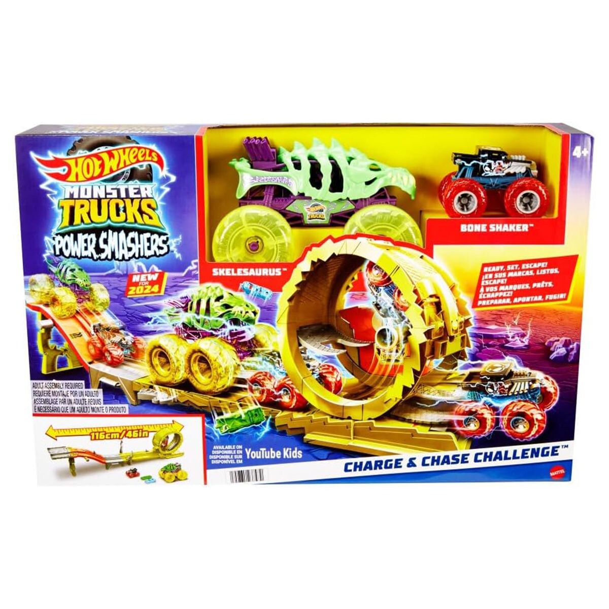 HXT05 - Hot Wheels - Monster Trucks - Power Smashers - Power Verfolgungsjagd, Spielset mit zwei Fahrzeugen