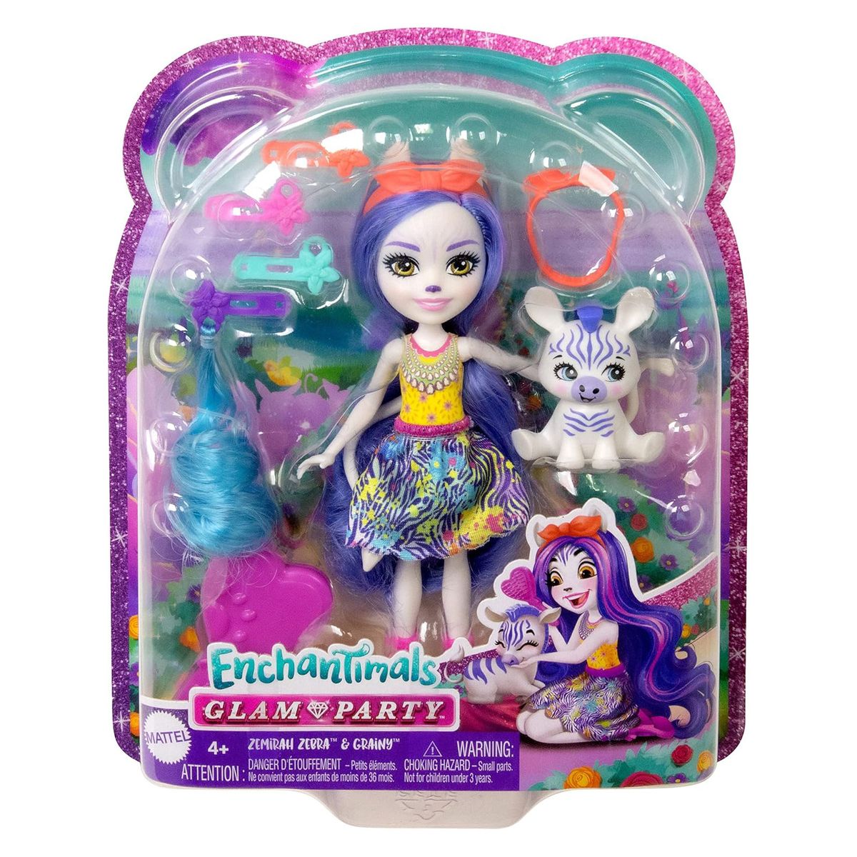 Mattel HNV28 - Enchantimals - Glam Party - Puppe mit Zubeh&ouml;r und Tierfreund, Zemirah 