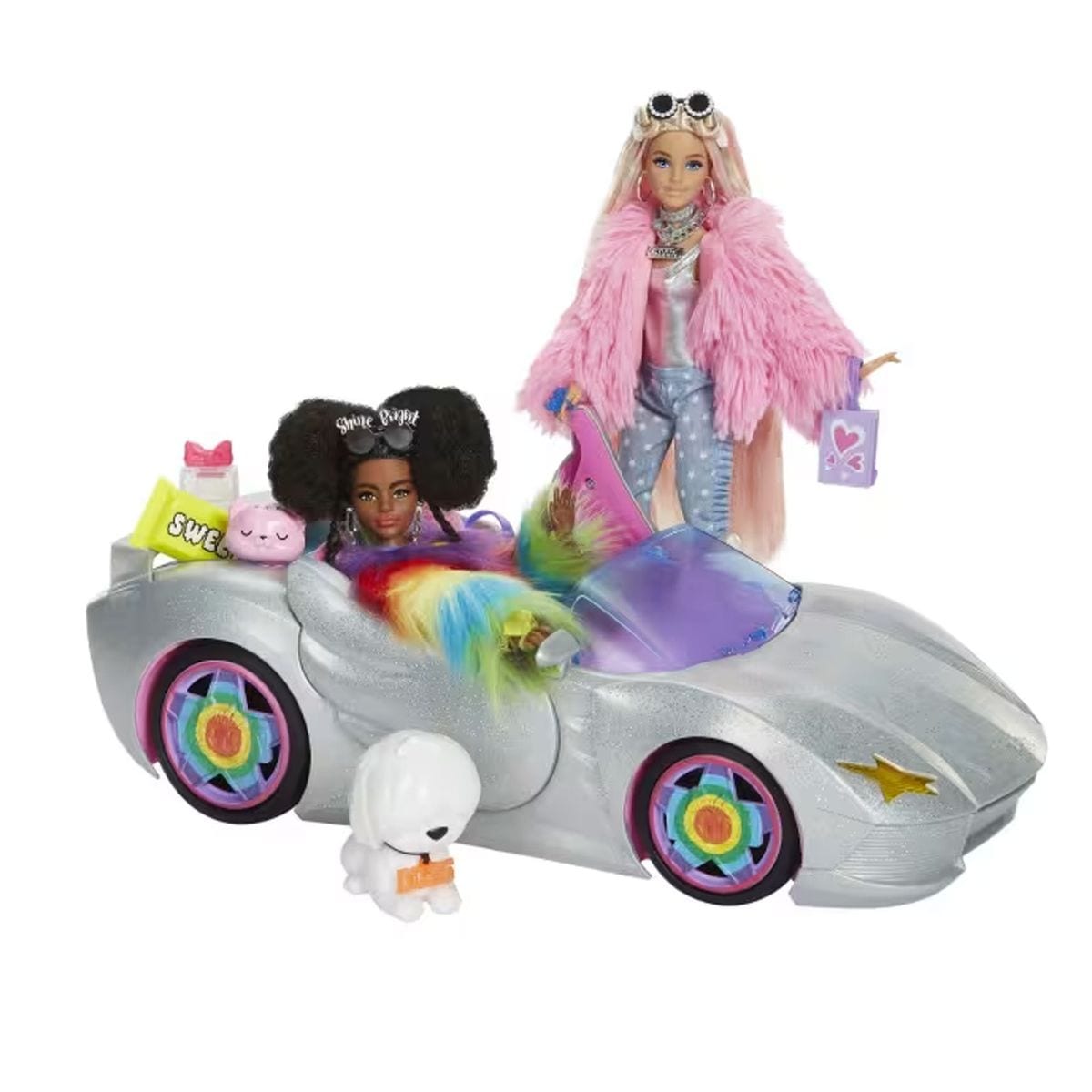 Mattel HKB01 - Barbie Extra - Cabrio inkl. 2 Puppen mit Haustieren und 14 Zubeh&ouml;rteile 