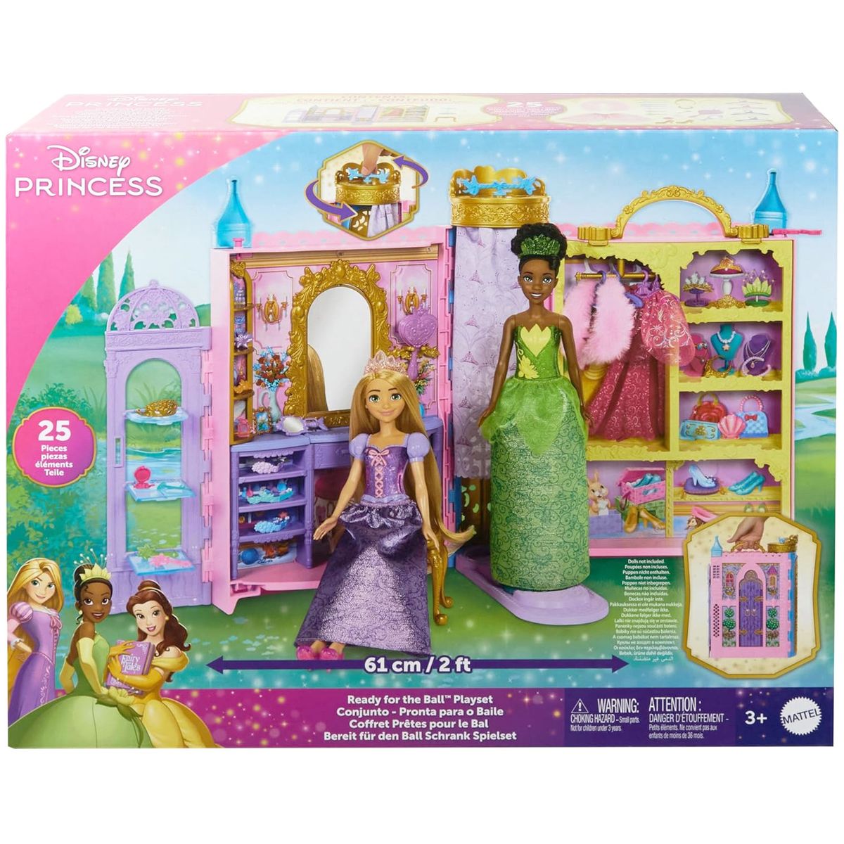 Mattel HXC20 - Disney Princess - Bereit f&uuml;r den Ball-Schrank mit Kleidung, keine Puppen enthalten 