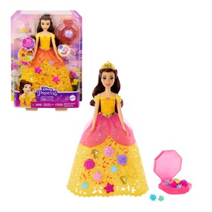 Mattel HWB41 - Disney Princess - Belle Puppe mit Charms, Flower Fashion 