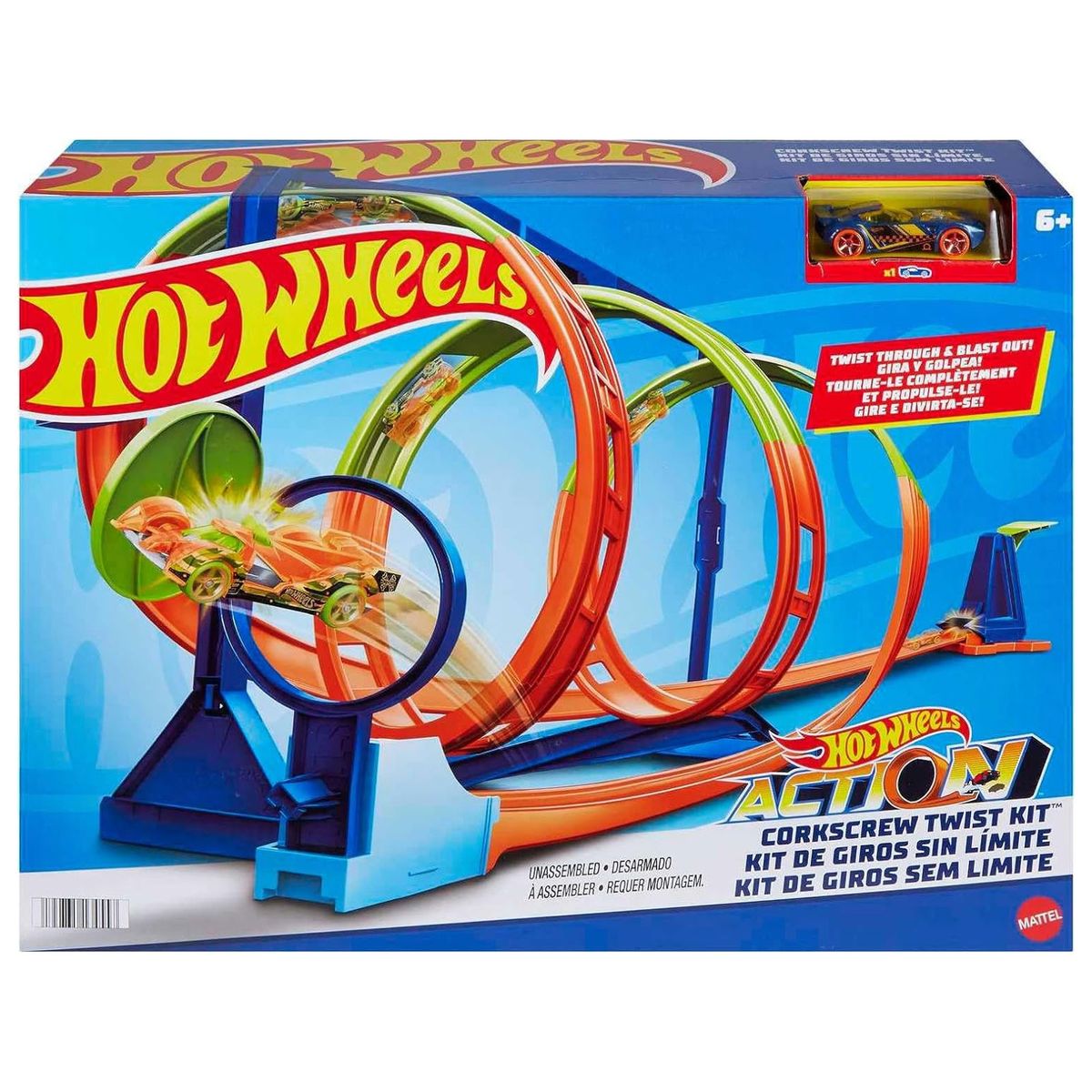 Mattel HMX41 - Hot Wheels - Action - Looping-Twister Rennbahn mit Looping und einem Fahrzeug 