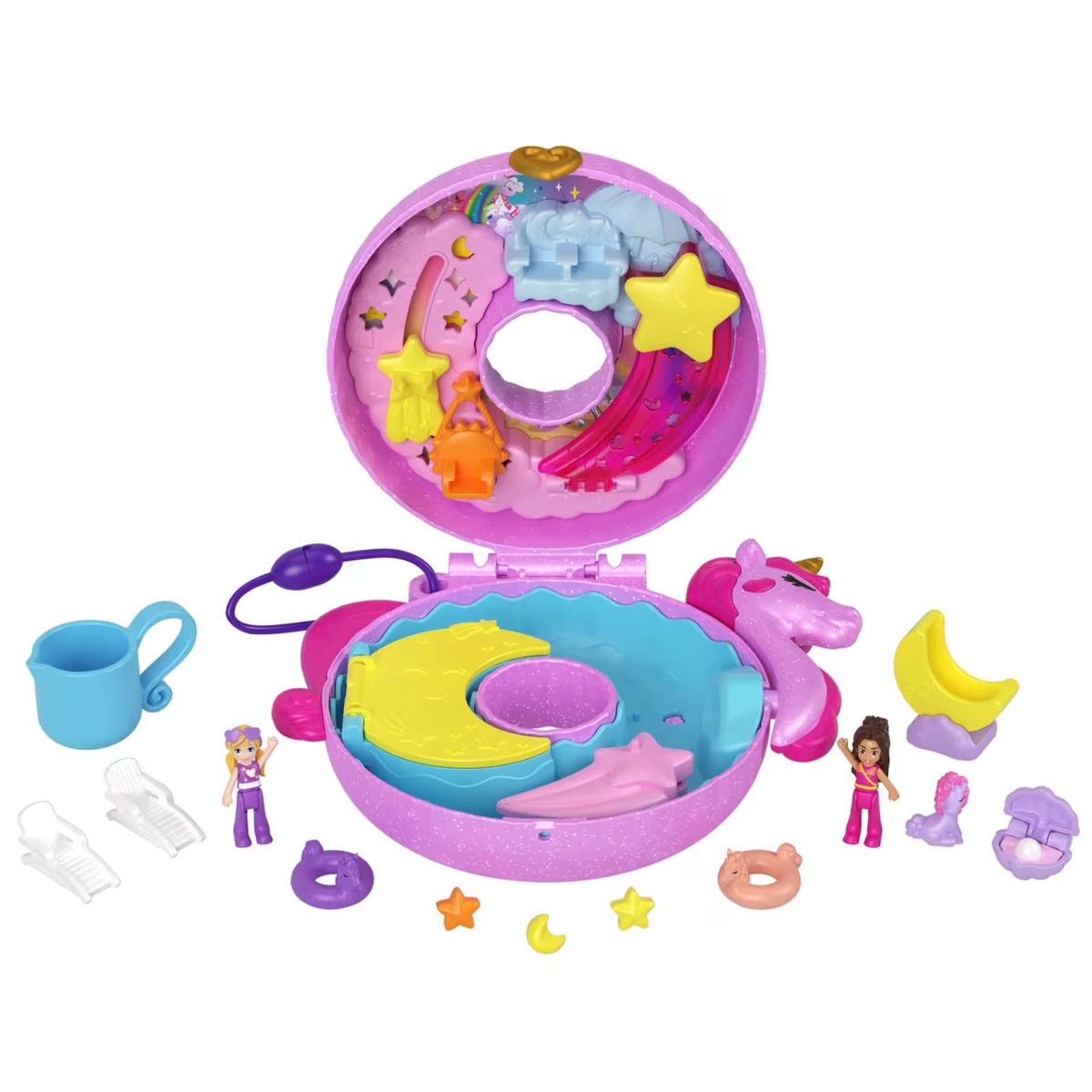 Mattel HKV34 - Polly Pocket - Sparkle Cove Adventure &ndash; Magischer Einhornspa&szlig; f&uuml;r unterwegs! 