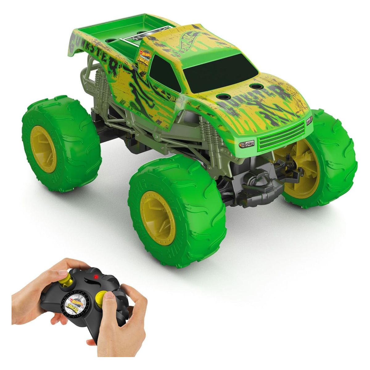 Mattel HTP15 - Hot Wheels - Monster Trucks - RC-Truck, 1:15, leuchtet im Dunkeln, Gunkster 