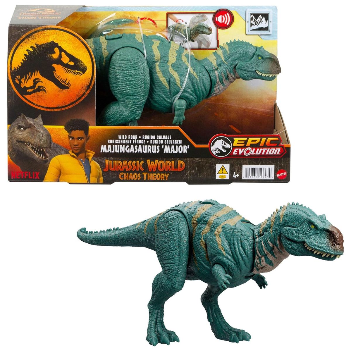 Mattel HTK76 - Jurassic World - Wild Roar - Majungasaurus 'Major' mit Sound 