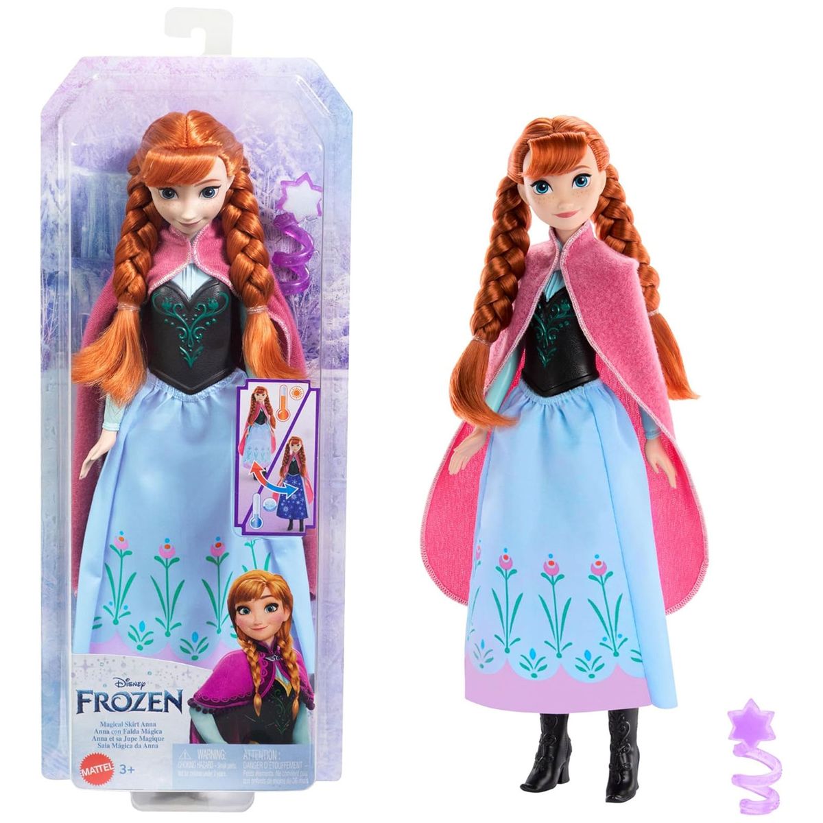 Mattel HTG24 - Disney Frozen - Anna Puppe mit magischem Rock 