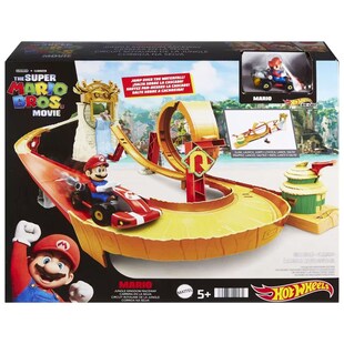 Mattel HMK49 - Hot Wheels - Super Mario Bros. Film - Dschungel-Königreich Rennbahn mit Mario 