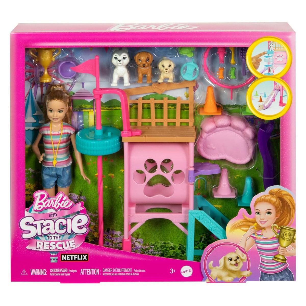 HRM10 - Barbie - Stacie - Hündchenspielplatz-Spielset mit Puppe und Zubehör