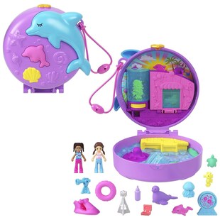 Mattel HWN96 - Polly Pocket - Delfin-Rettungsstation Schatulle 