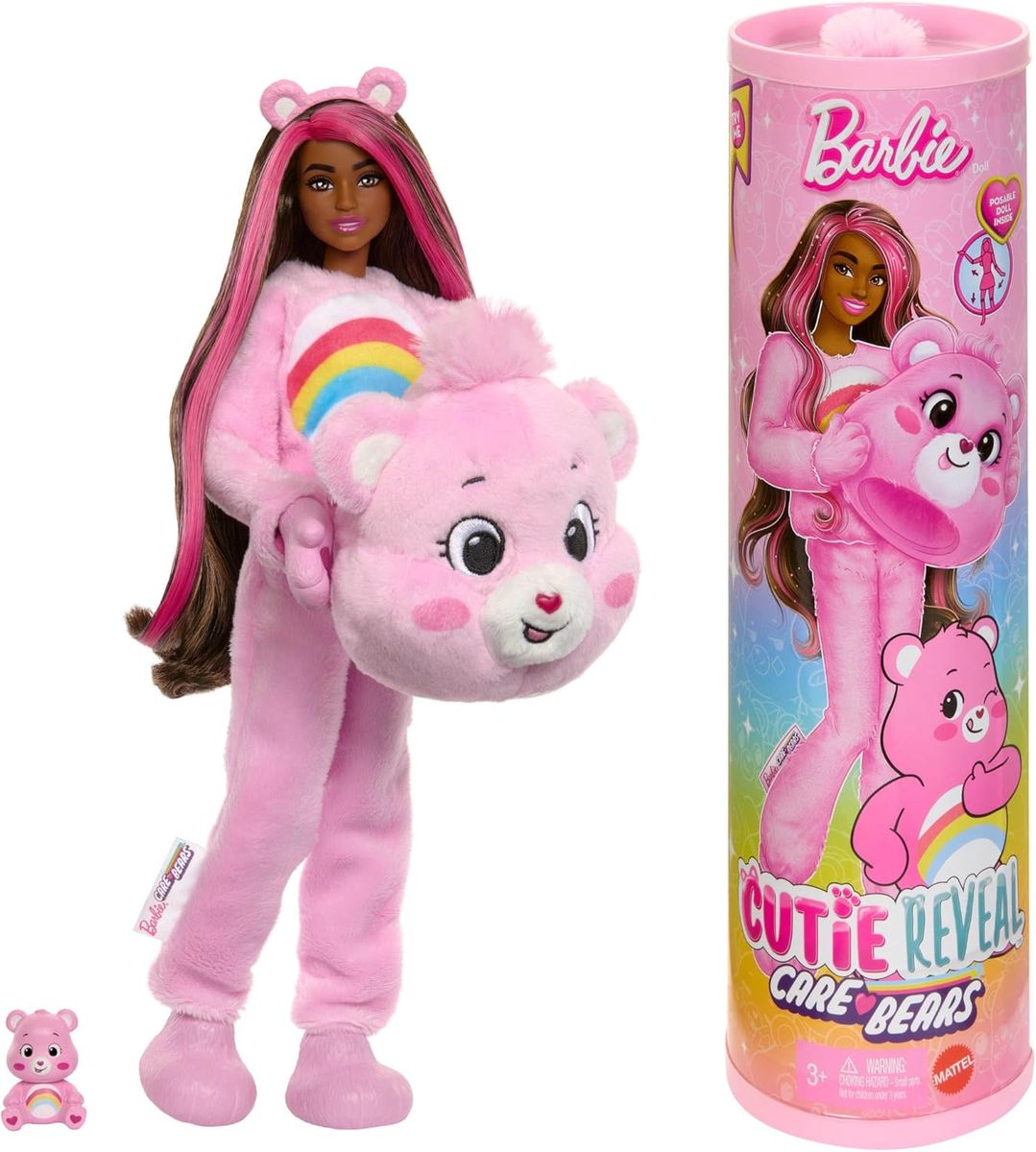 Mattel JCN95 - Barbie - Cutie Reveal - Care Bears - Gl&uuml;cksb&auml;rchis - Puppe mit Hurrab&auml;rchi-Kost&uuml;m und 10 &Uuml;berraschungen 