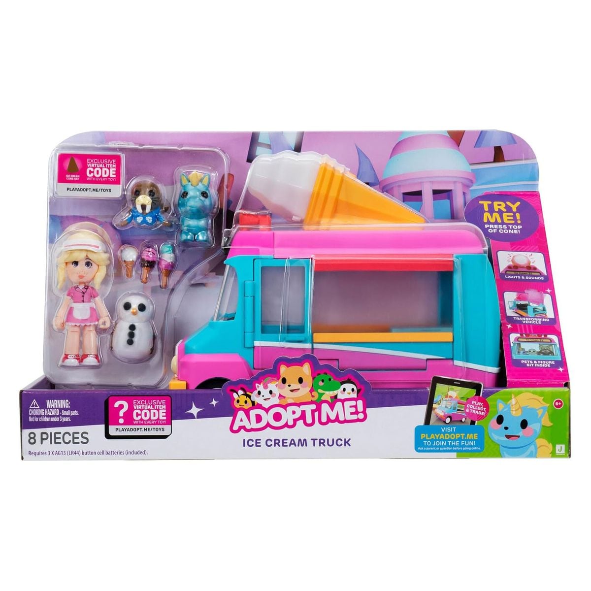 Jazwares AME0147 - Adopt Me! - Figuren und Fahrzeug mit Licht und Sound, Eiswagen 