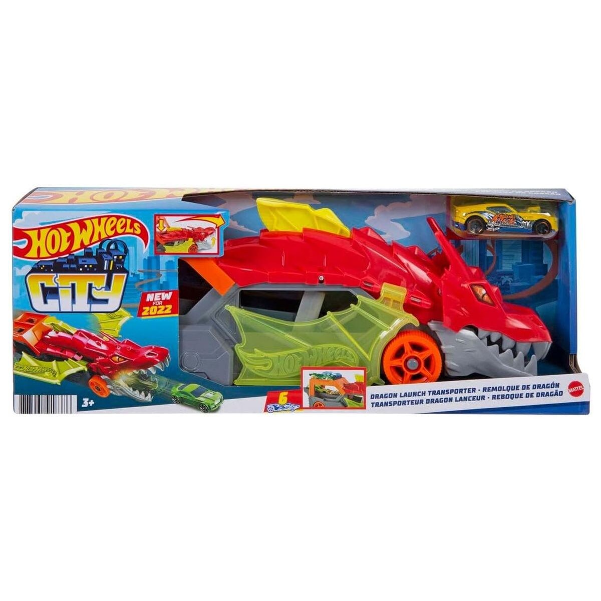 GTK42 - Hot Wheels - City - Drachen-Starter-Transporter mit einen Fahrzeug 1:64