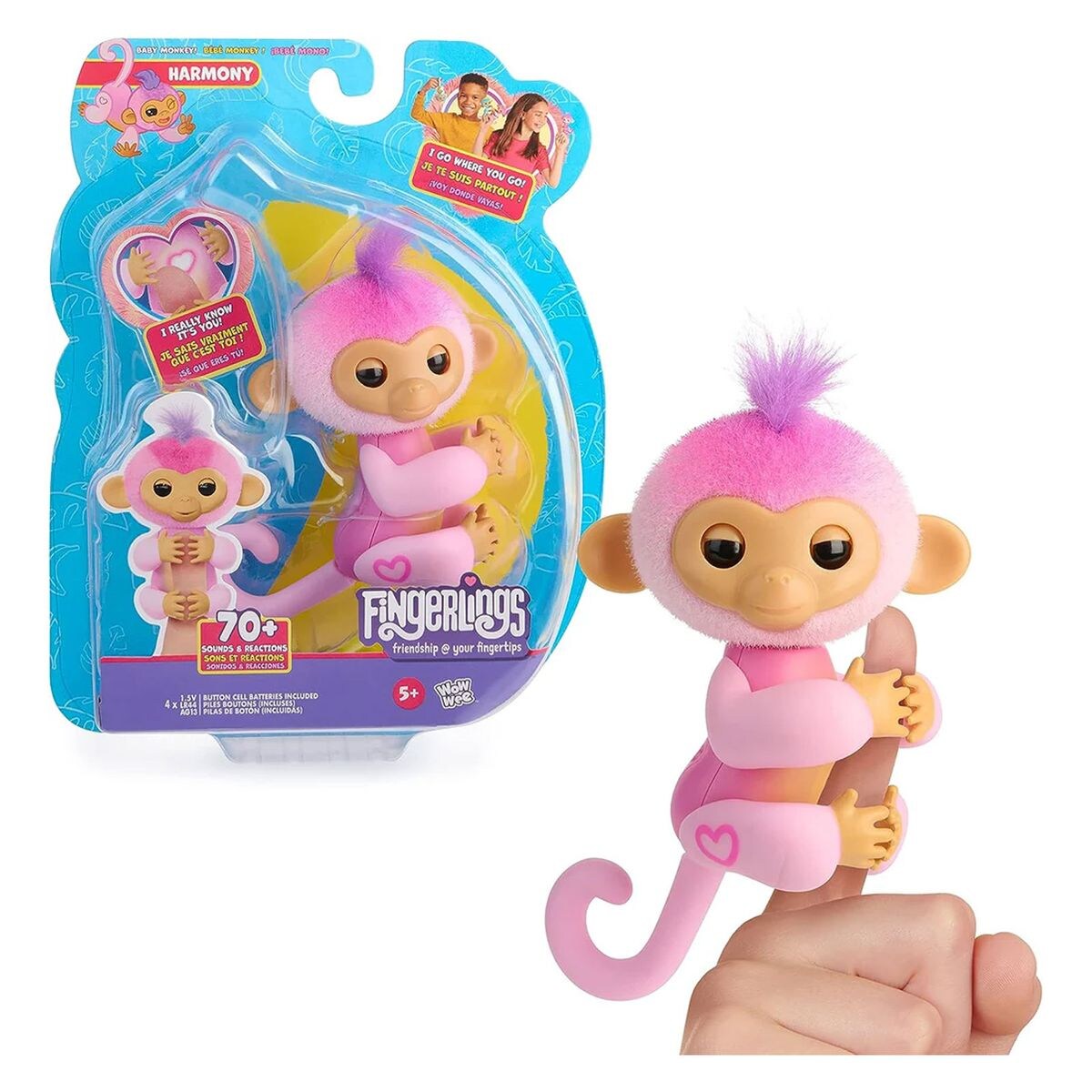 3111-1 - WowWee - Fingerlings - Interaktives Baby-Äffchen „Harmony“ – Reagiert auf Ton, Bewegung & Berührung