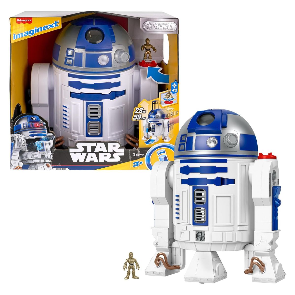 Mattel HXG52 - Fisher-Price - Imaginext - Disney Star Wars - R2-D2, Spielfigur mit Sound & Licht 