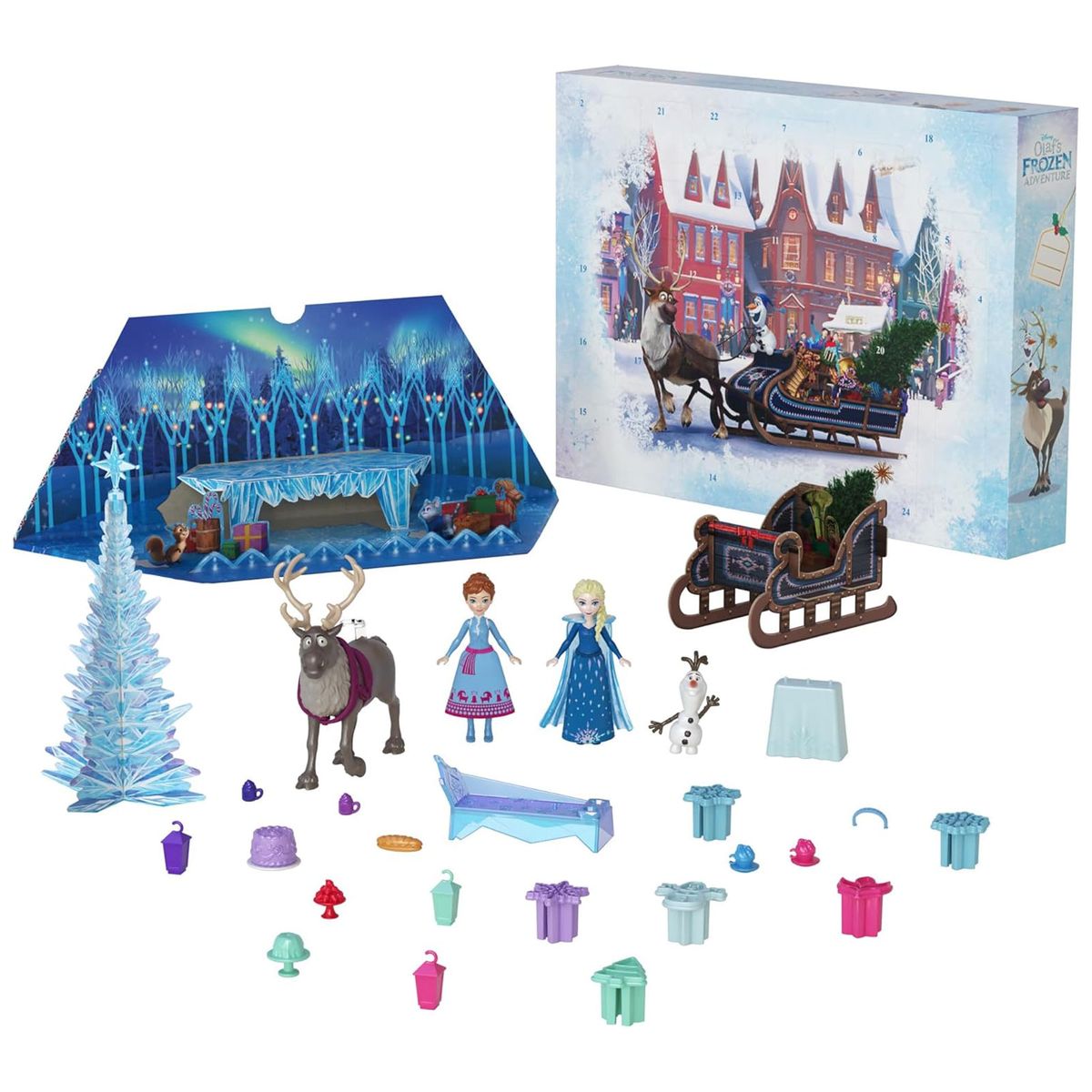 Mattel HWX20 - Disney Frozen - Die Eisk&ouml;nigin Adventskalender 24 Tage, Anna & Elsa Puppen uvm. 