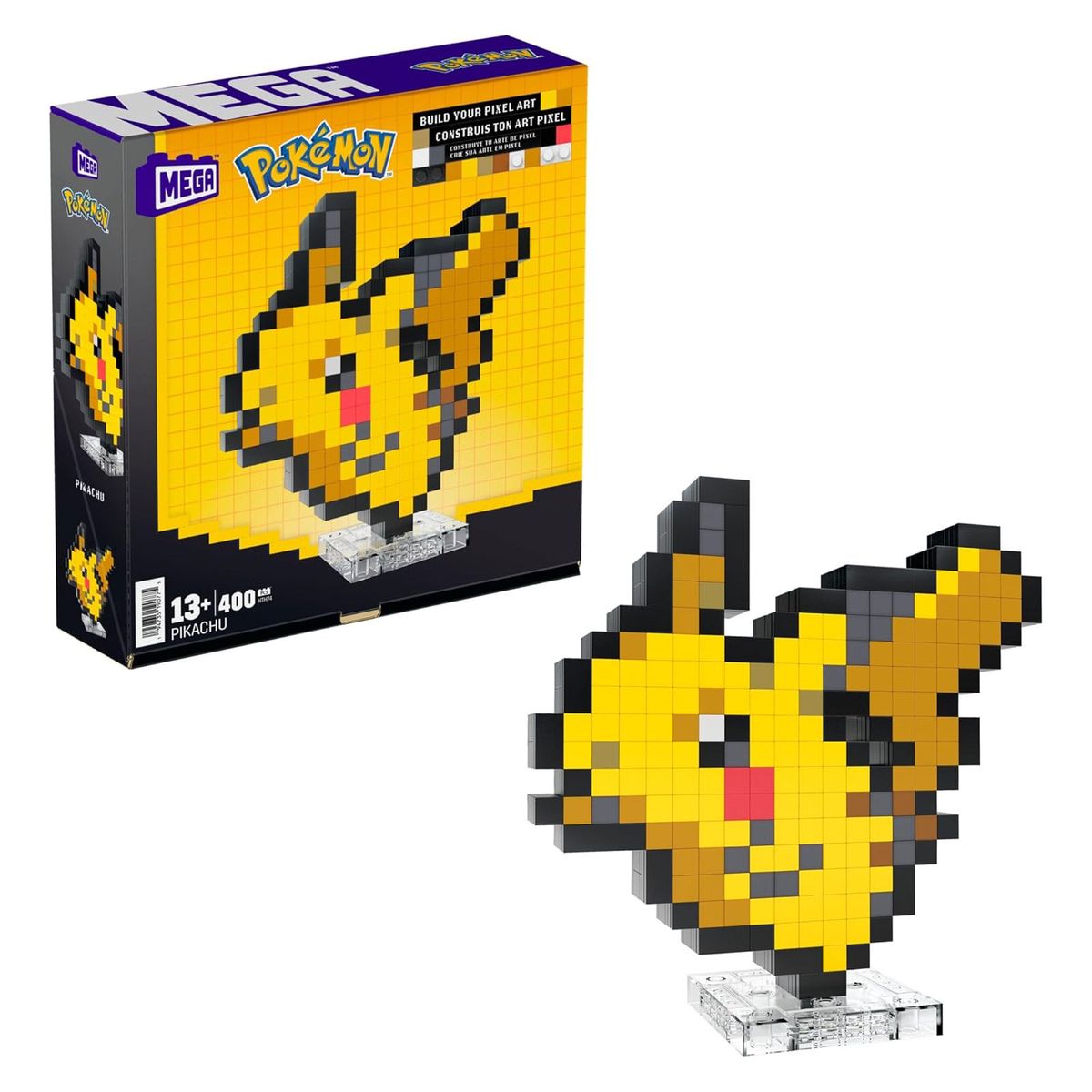 Mattel HTH74 - Mega - Pok&eacute;mon - Pikachu Pixel Art Bauset, 400 Teile 