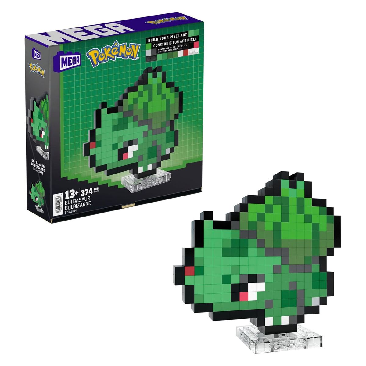 Mattel HTH75 - Mega - Pok&eacute;mon - Bisasam Pixel Art Bauset, 374 Teile 