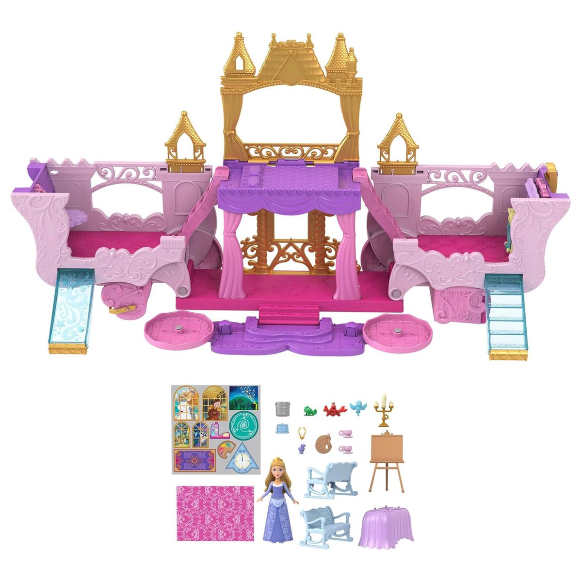 Mattel HWX17 - Disney Princess - Verwandlungs-Spielset; Kutsche und Schloss 
