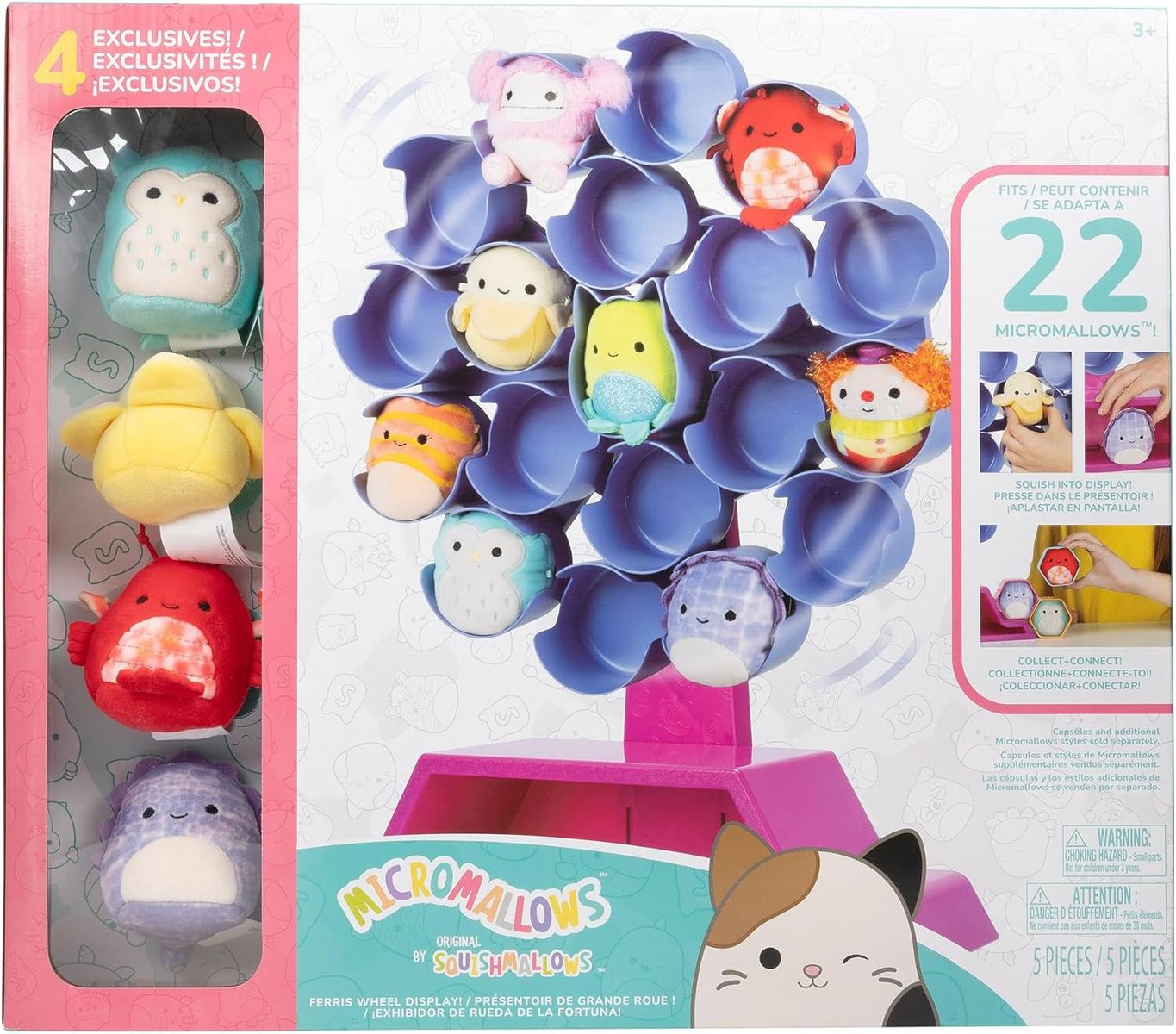 Jazwares SQMM0044 - Micromallows -Squishmallows - Riesenrad mit 4 Mini-Pl&uuml;schfiguren, 6,5 cm 