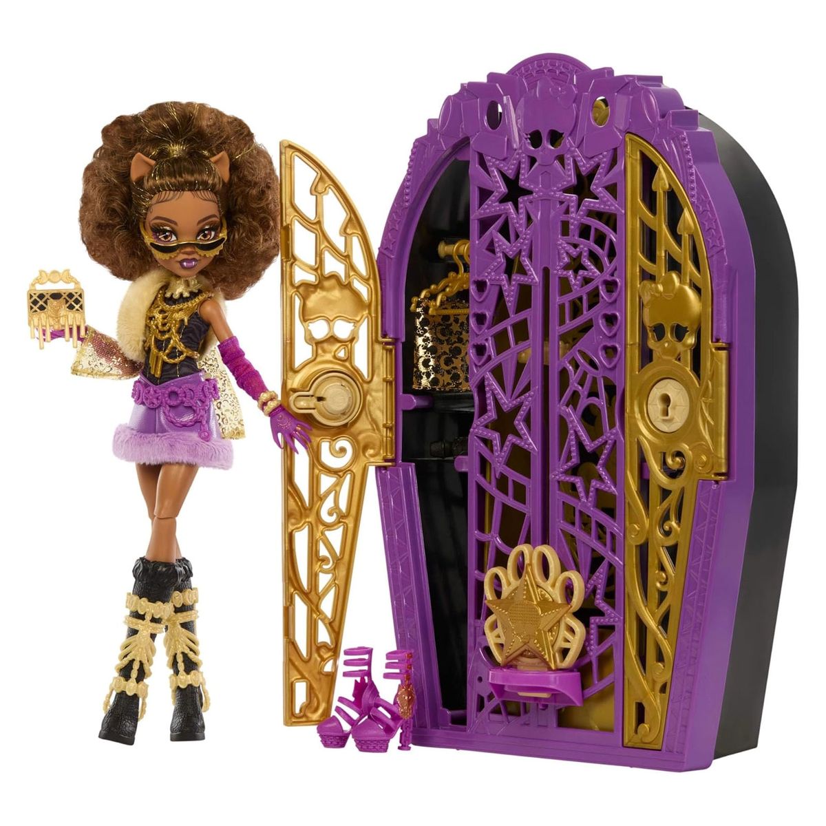 Mattel JBG80 - Monster High - Skulltimate Secrets Hauntlywood Mysteries &ndash; Clawdeen Wolf Puppe mit 19+ &Uuml;berraschungen darunter ein "Kleiderschrank" 