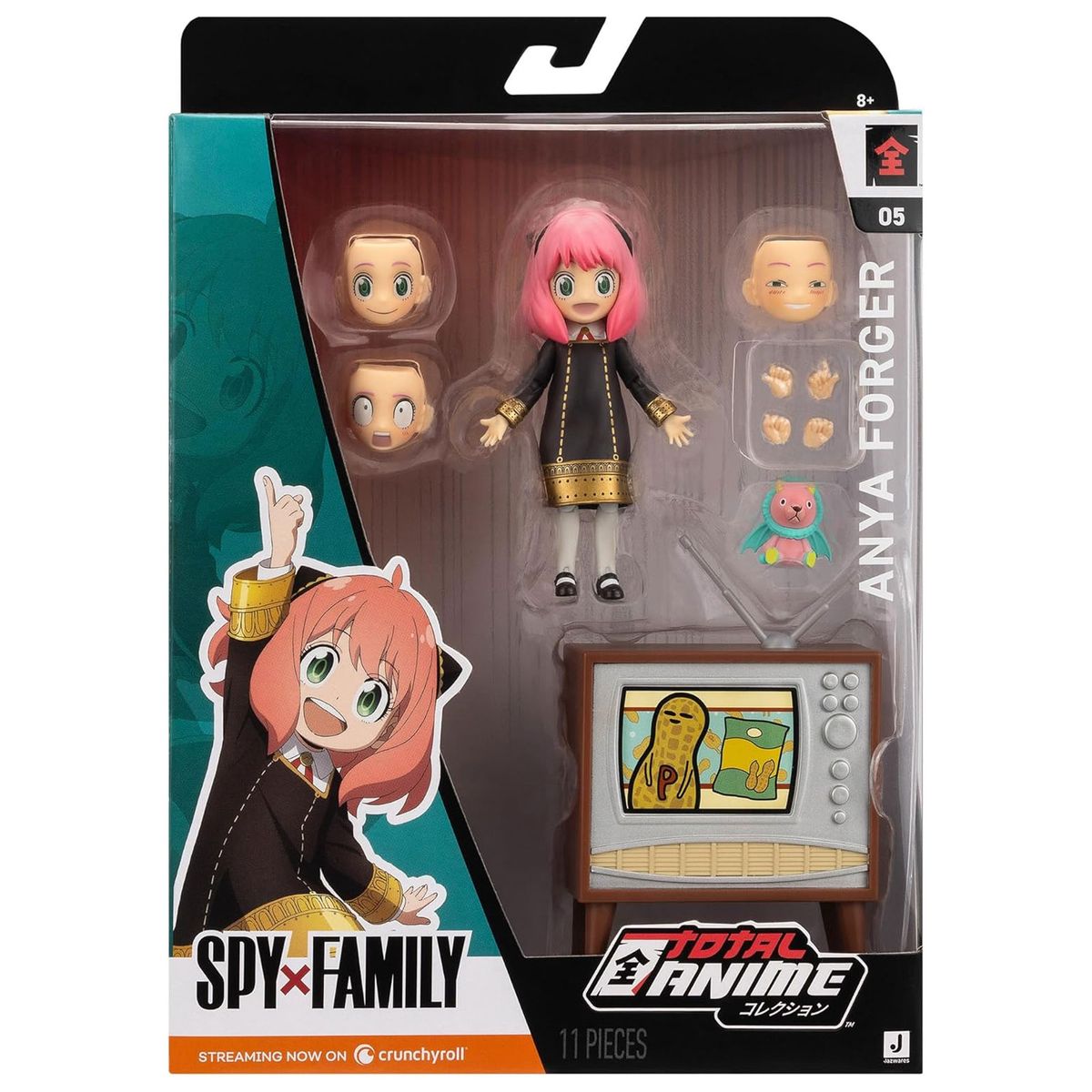 Jazwares KAZ0005 - total Anime - Spy x Family - Anya Forger Spielfigur mit austauschbaren K&ouml;rperteilen, 16,5 cm 