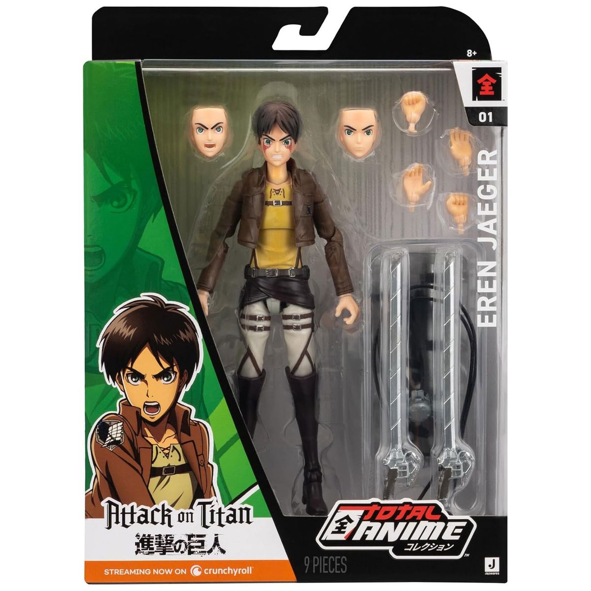 Jazwares KAZ0006 - Total Anime - Attack on Titan - Eren Jaeger Actionfigur mit austauschbaren K&ouml;rperteilen, ca. 17 cm 