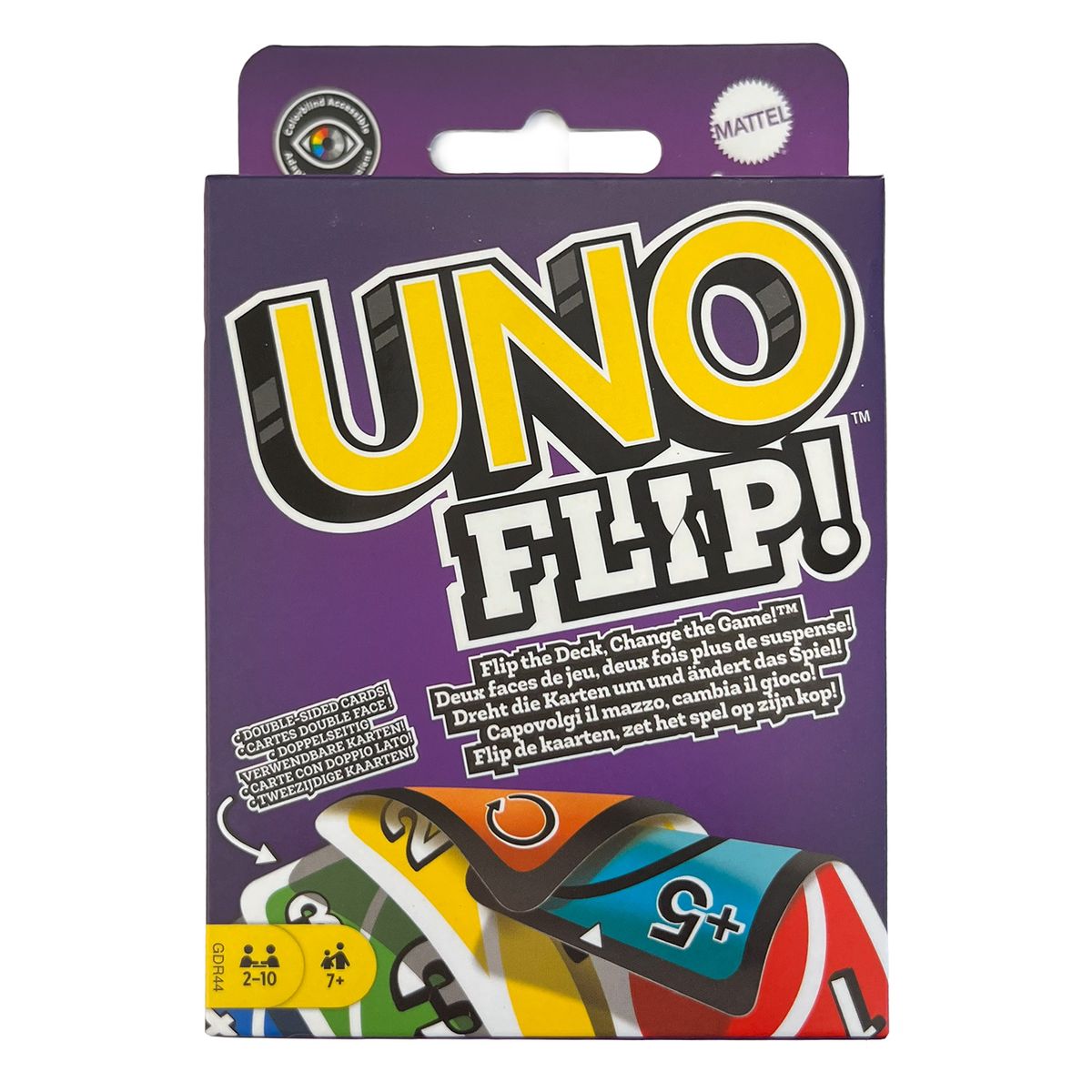 Mattel GDR44-1 - Mattel Games - Uno Flip Kartenspiel mit barrierefreier Farbgestaltung 