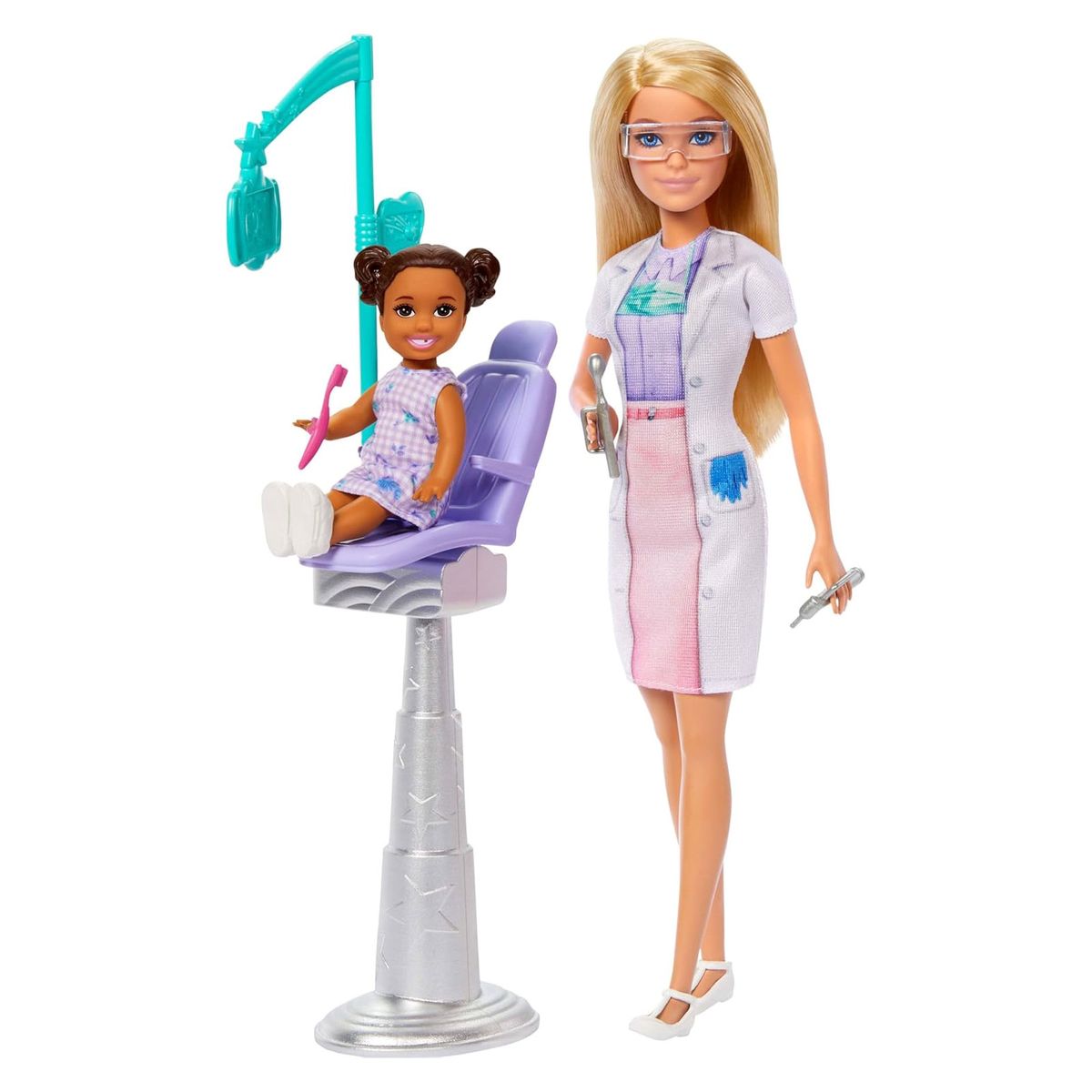 Mattel JCR74 - Barbie - You can be anything - Zahn&auml;rztin-Set mit Kinderpuppe & Untersuchungsstuhl 