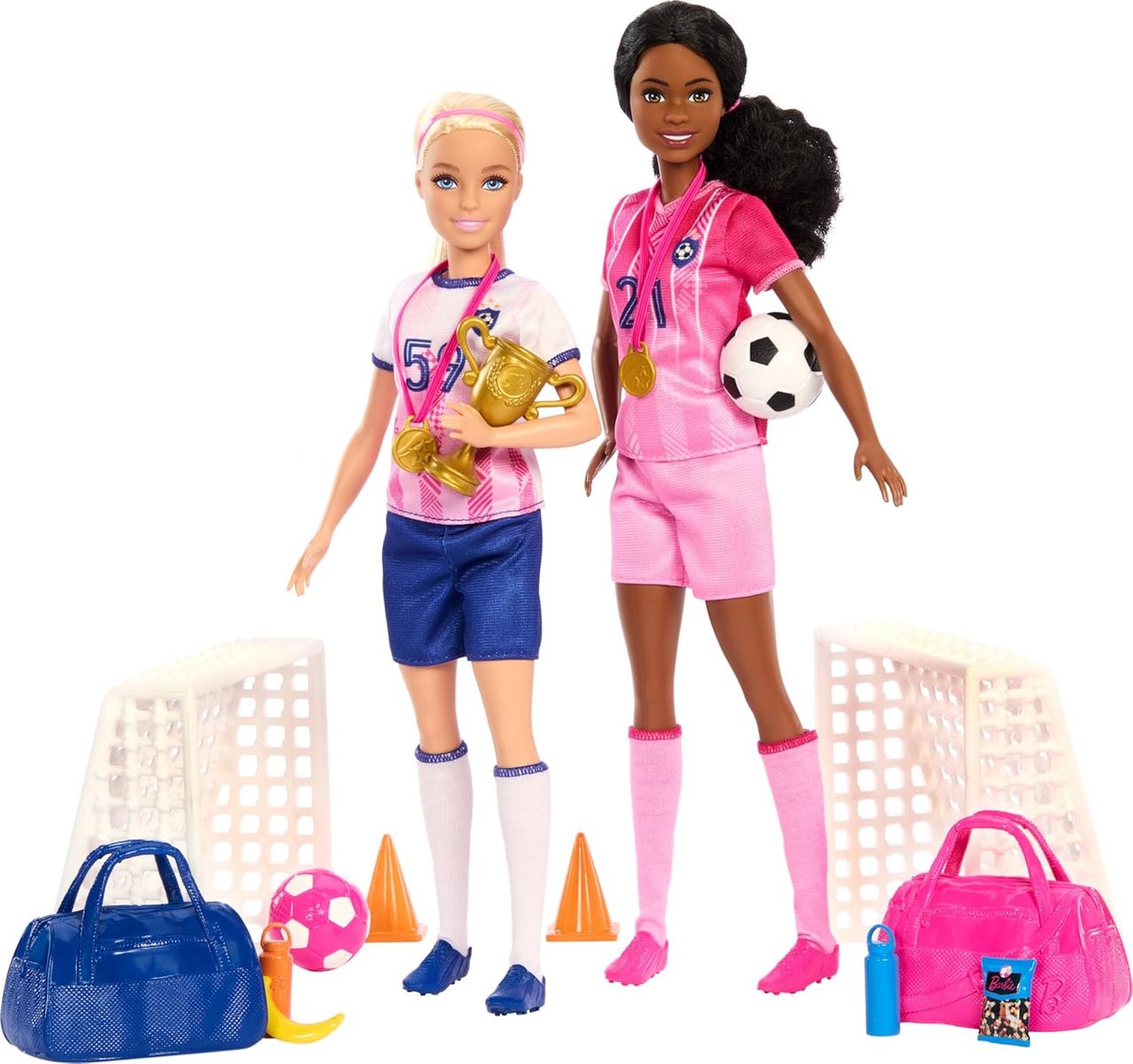 Mattel HRG88 - Barbie - Karriere Spielset, Puppen 2er Pack mit Zubeh&ouml;r, Fu&szlig;ballspielerinnen 
