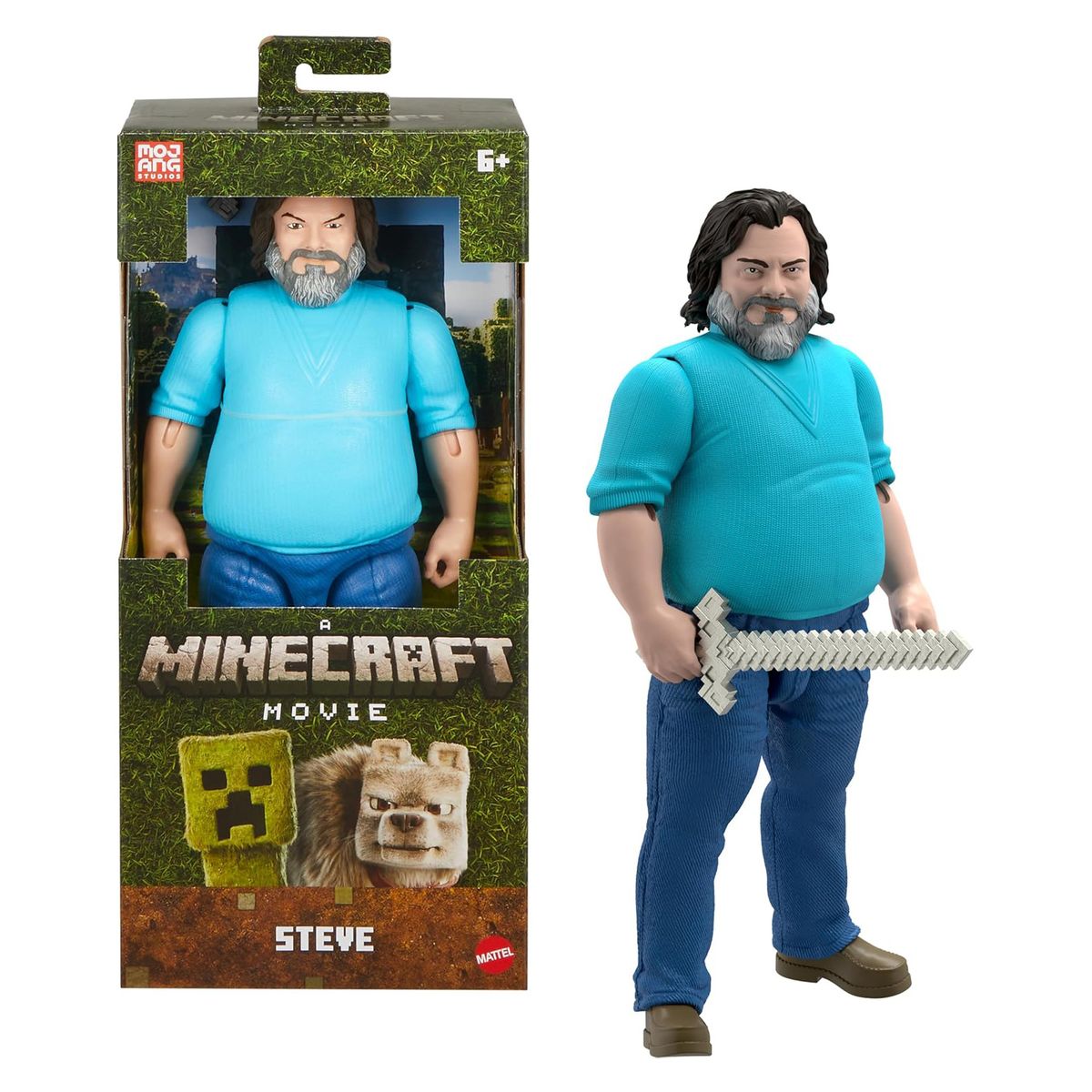 Mattel JGG67 - Minecraft - Movie - Mojang Studios - Steve Actionigur, ca. 30cm, beweglich 