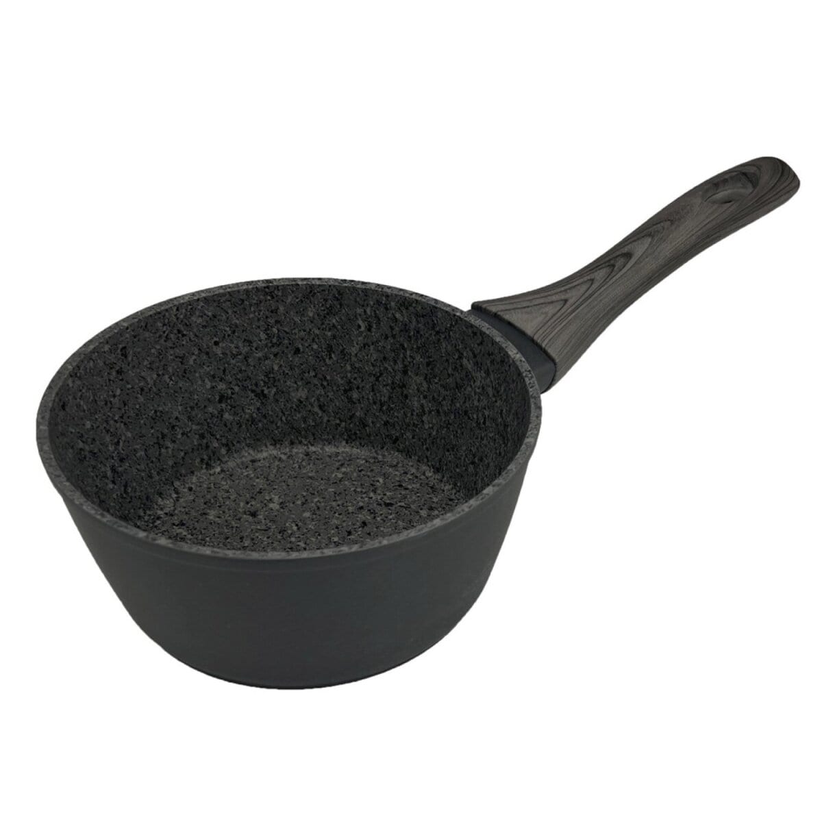 Stieltopf &oslash;16cm in Schwarz mit ergonomischem Griff in Holzoptik - Bild 1
