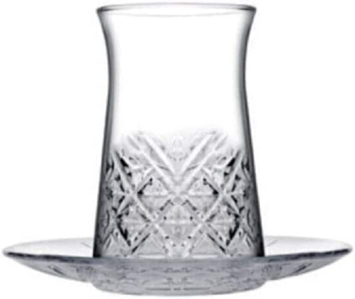 12 Teilig Teegl&auml;ser mit Untertassen 132ml aus Glas transparent - Bild 1