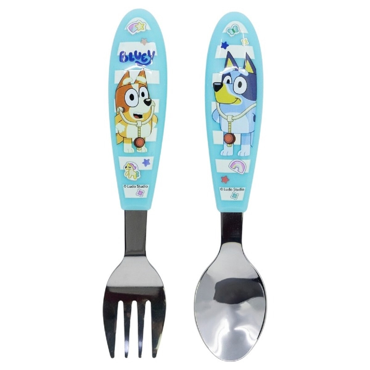 Bluey Kinderbesteck Set 2-teilig &ndash; L&ouml;ffel & Gabel mit Motivgriffen - Bild 1