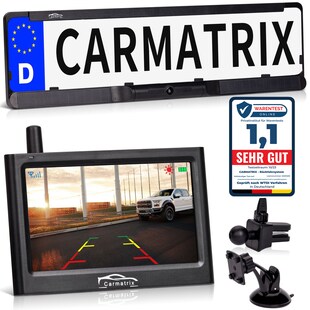 CARMATRIX Solar Funk Rückfahrkamera im Kennzeichen mit Monitor Rückfahrsystem Auto 