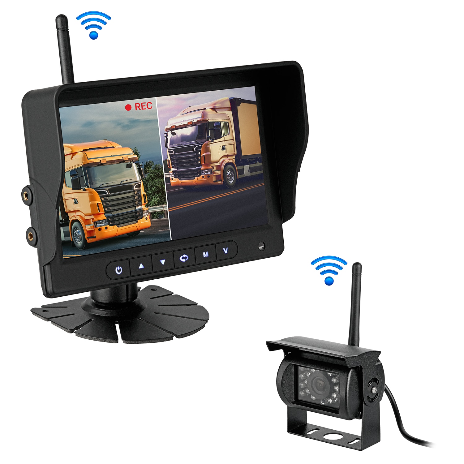 CARMATRIX HD Funk R&uuml;ckfahrsystem Digital f&uuml;r LKW Wohnmobil Auto Transporter 7" Monitor mit Aufnahmefunktion, Mikrofon  1 Kamera 