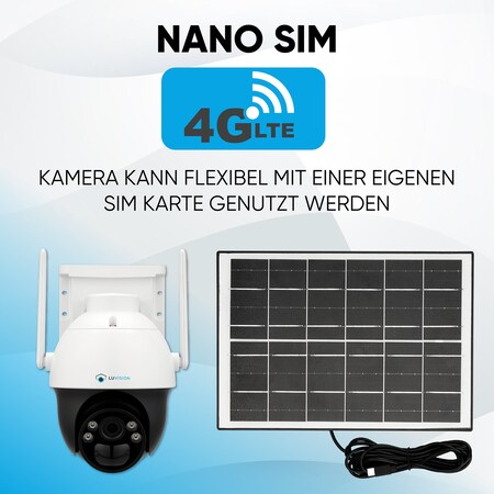 LUVISION 4G / LTE PTZ Solar Überwachungskamera 3MP für Mobilfunk