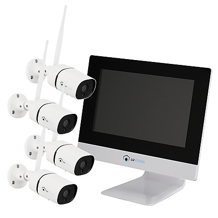 LUVISION WLAN Funk Kamera Set Überwachungssystem mit Monitor HDD-Rekorder & Cloud Speicher 4 bis 8 IP Kameras & App 