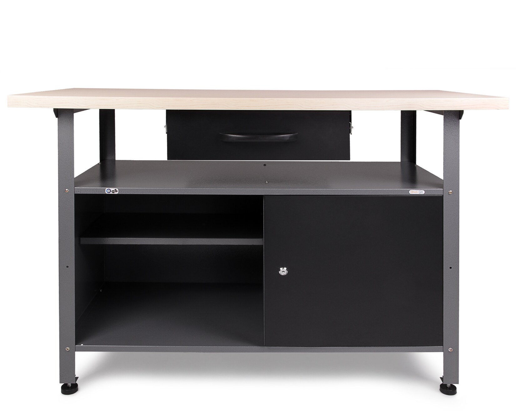 Werkbank Klaus 120cm mit Schublade und Tür schwarz