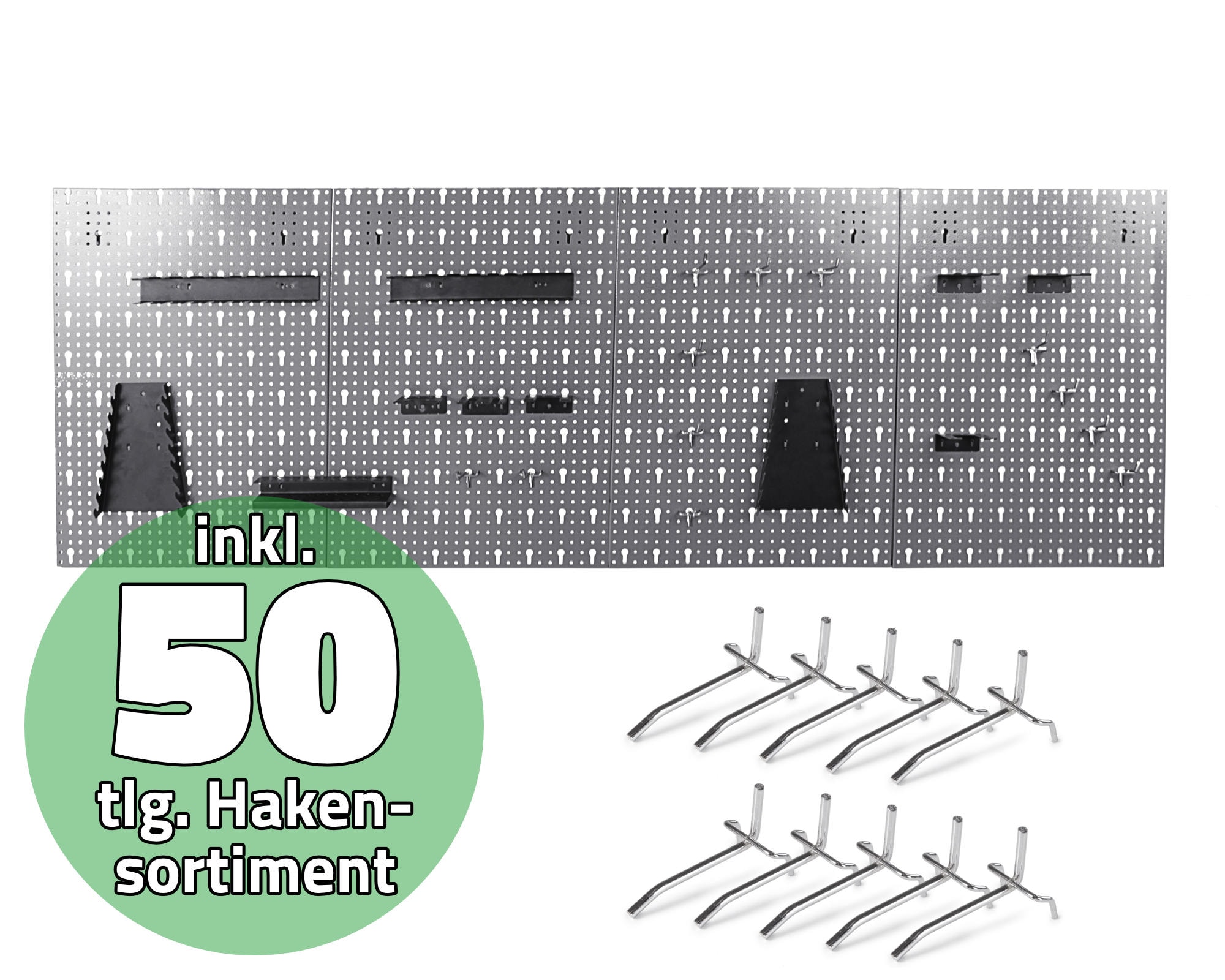 Lochwand Werkzeugwand mit insgesamt 50 Haken 