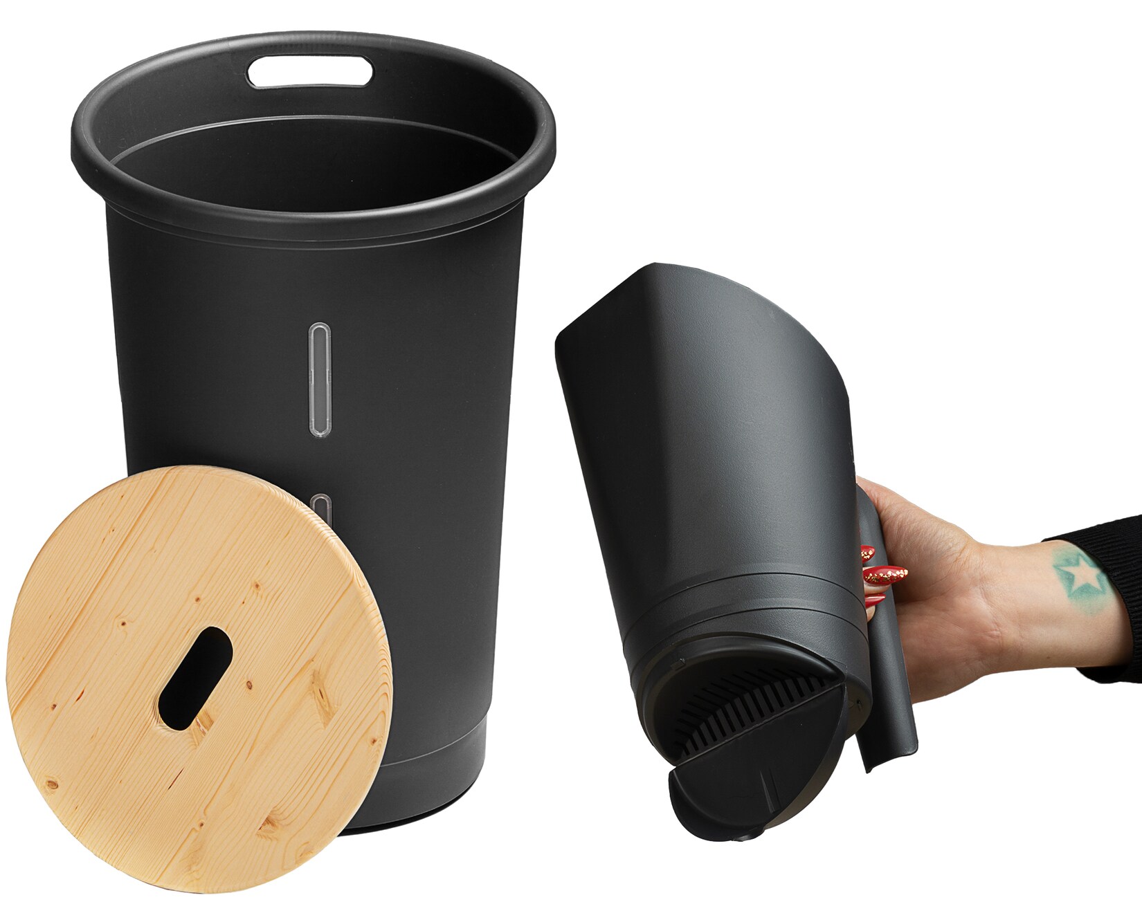 Pelletschaufel und Pellethocker mit Holzdeckel