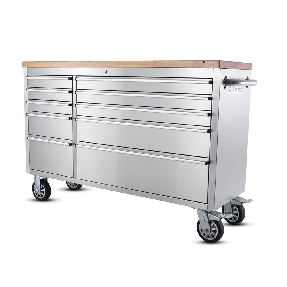 Werkstattwagen Edelstahl 148 cm mit 10 Schubladen 55" 