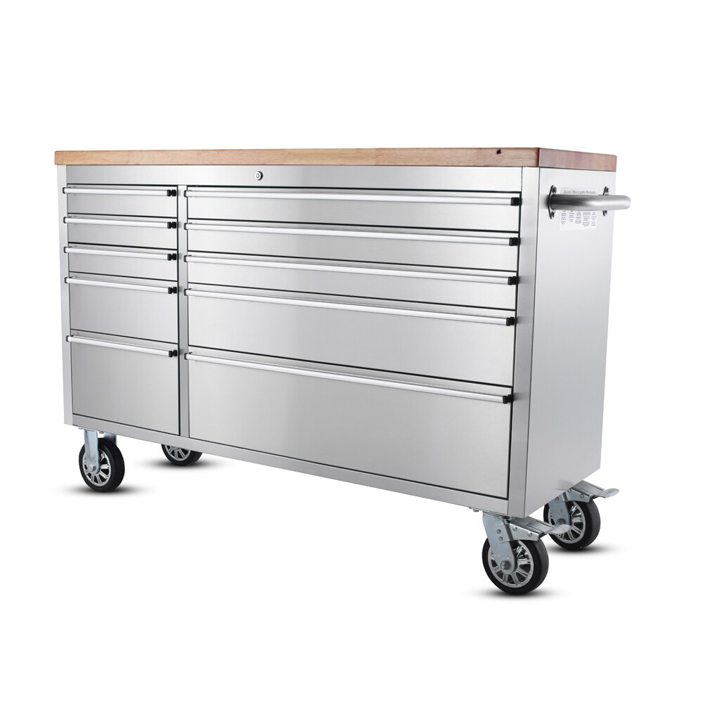 Werkstattwagen Edelstahl 148 cm mit 10 Schubladen 55"